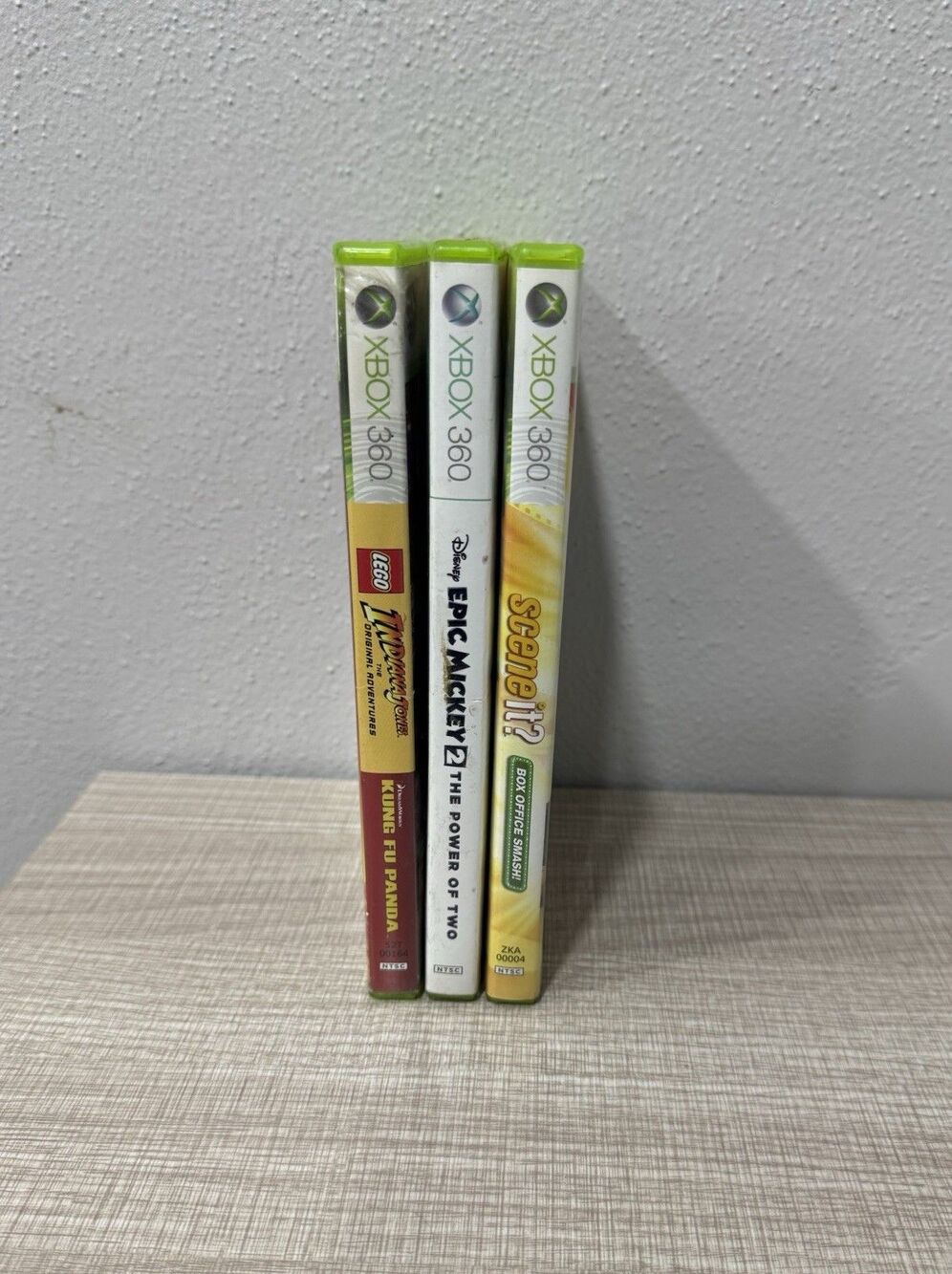 Xbox 360 Disney Epic Mickey 2, Lego Indiana Jones, King Fu Panda, And Scene It?
